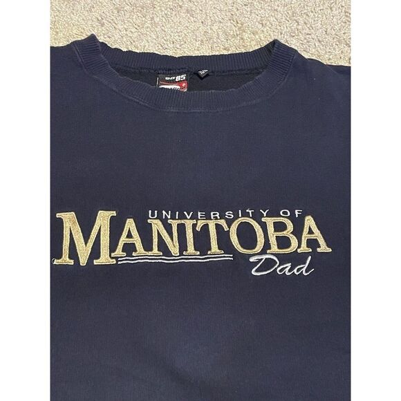 VTG University Of Manitoba Dad Embroidered Black Sweatshirt Crewneck Size XL - Picture 5 of 6